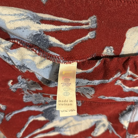 Lularoe burgundy with blue unicorns leggings - Picture 3 of 4